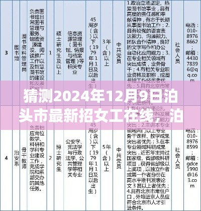 泊头市最新女工在线招聘,特性、体验、竞争分析与目标用户洞察(2024年)