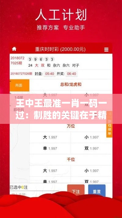 王中王最准一肖一码一过:制胜的关键在于精准