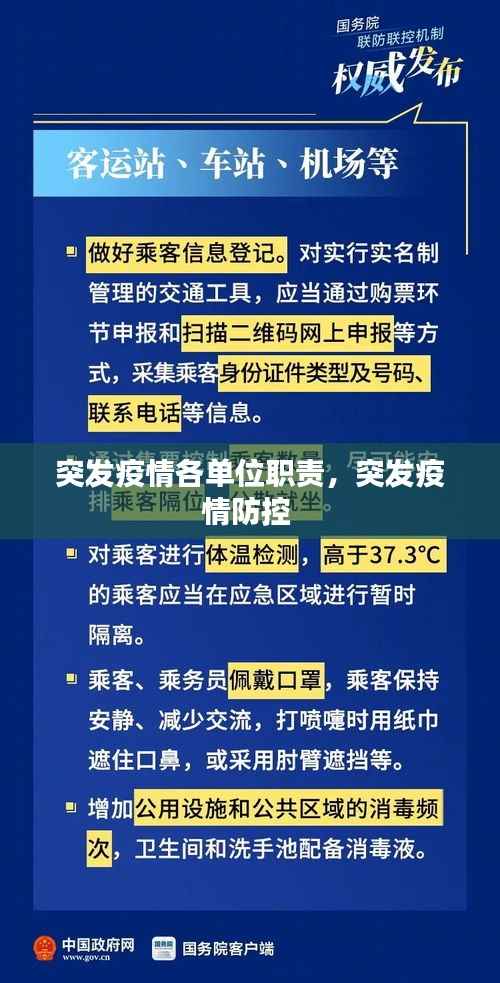 突发疫情各单位职责,突发疫情防控