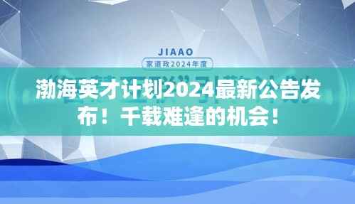 渤海英才计划2024最新公告发布!千载难逢的机会!