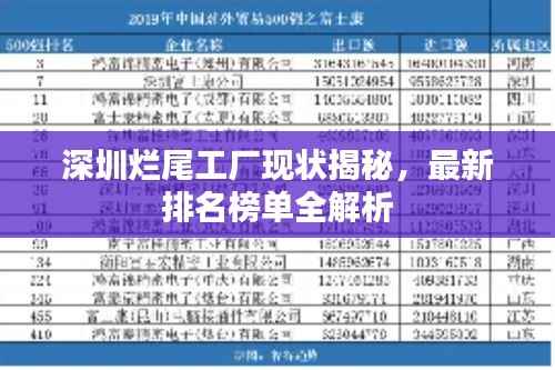 深圳烂尾工厂现状揭秘,最新排名榜单全解析
