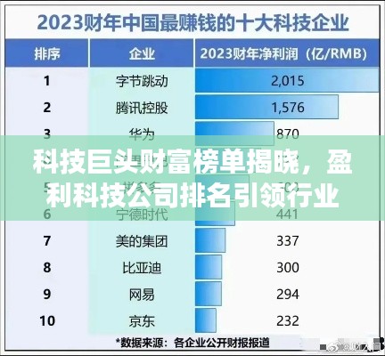 科技巨头财富榜单揭晓,盈利科技公司排名引领行业风向标!